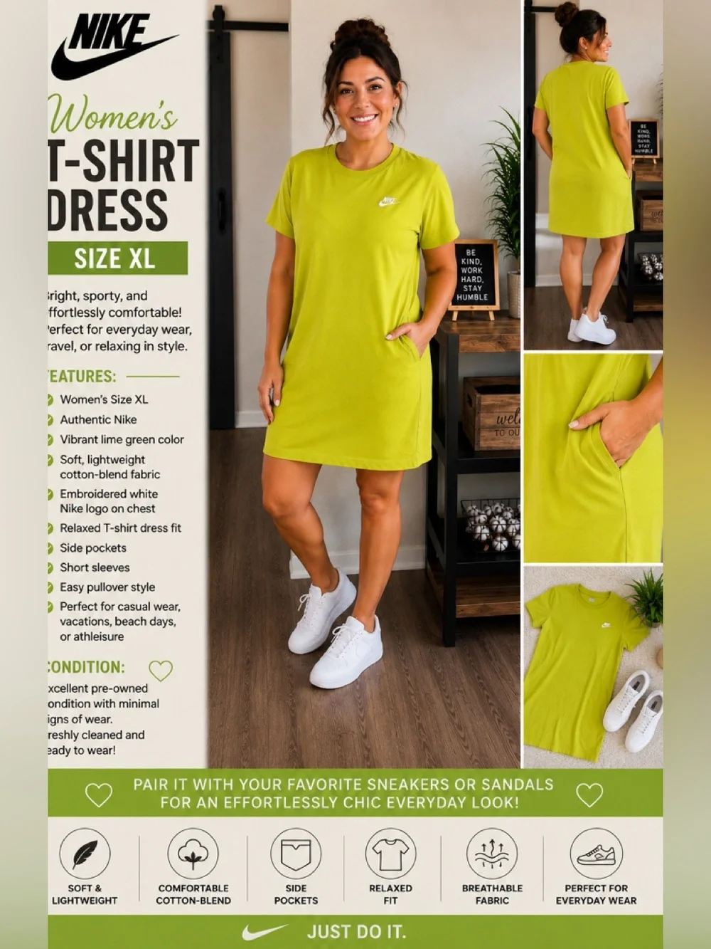 Nike Lime Green Women's T-Shirt Dress